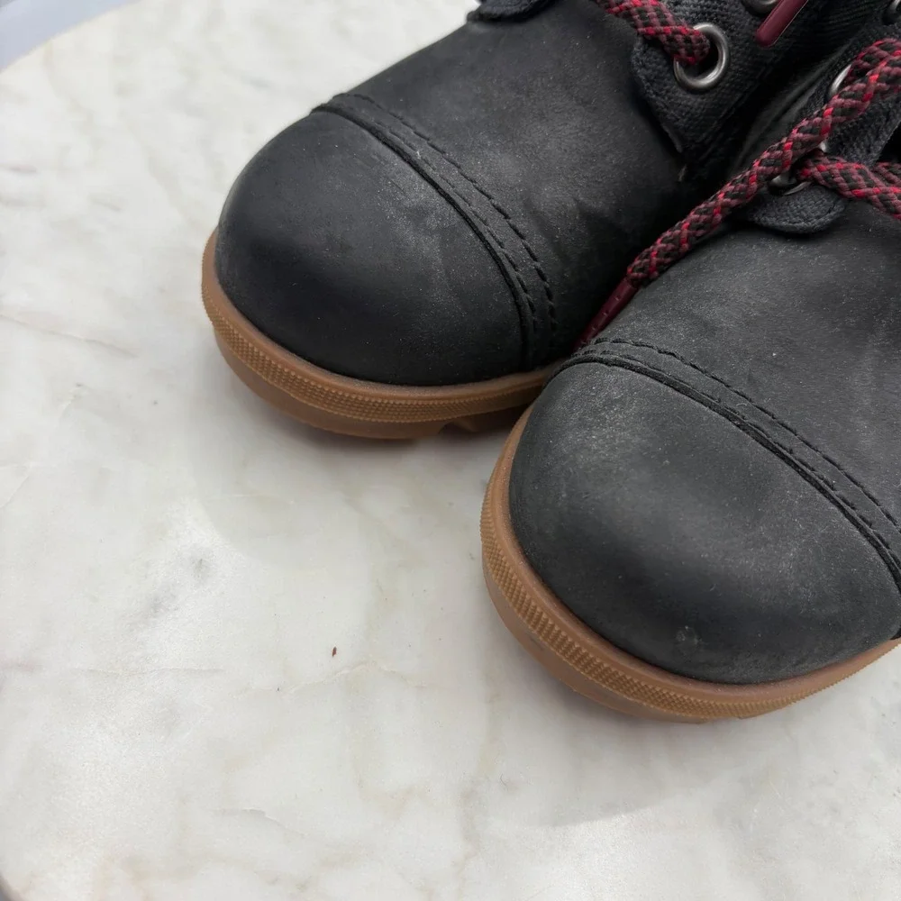 Sorel PDX Wedge Boots Women 6.5 Black Excellent LaceUp Canvas Leather Waterproof